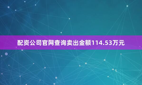 配资公司官网查询卖出金额114.53万元