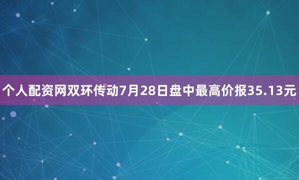 个人配资网双环传动7月28日盘中最高价报35.13元